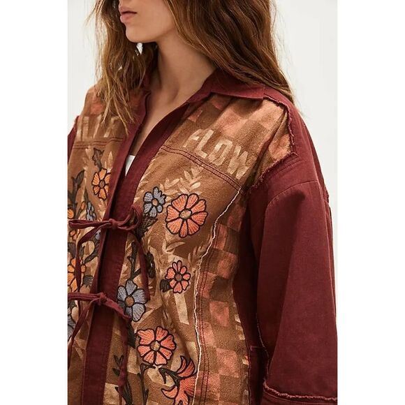 Free People Burgundy and Brown Kimono - Picture 3 of 11